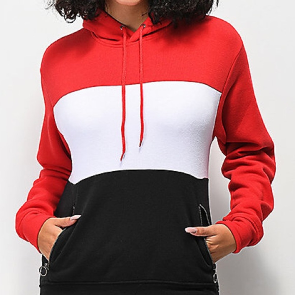 Red white and black hoodie